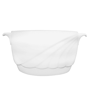 Terrine Unterteil 2,50 l - Form: Ambiente - weiss, - aus Porzellan. Hersteller: Eschenbach. "Made in, Germany".