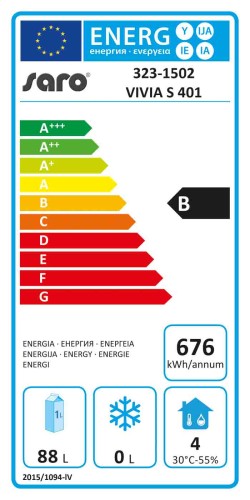 SARO Kühltisch mit 1 Tür, Modell VIVIA S 401 - Material: (Gehäuse und Innenraum) Edelstahl; (Arbeitsfläche) Edelstahl - 1 Tür (Anschlag