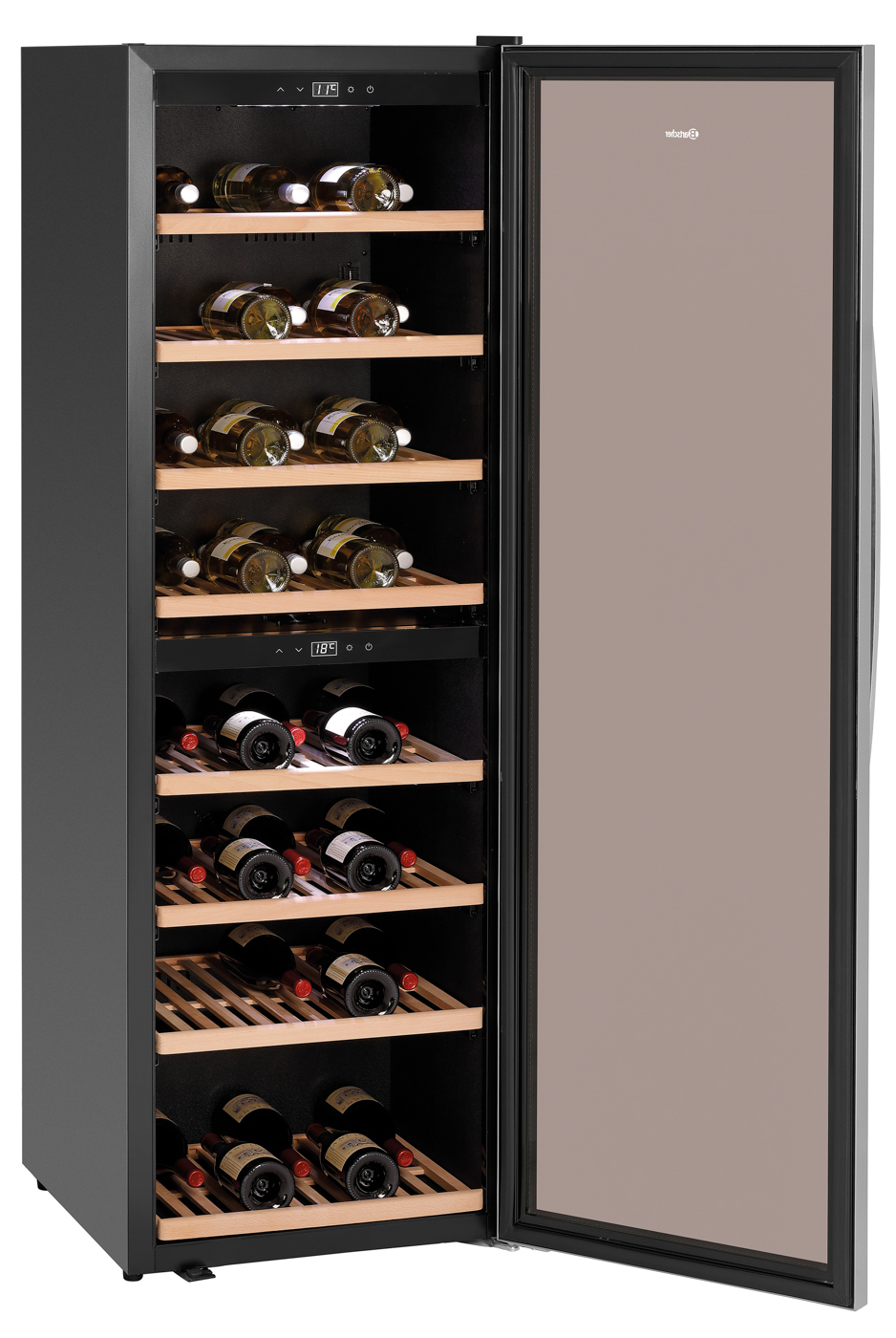 Bartscher Weinkühlschrank 2Z 180FL | Tür-Art:Flügeltür, Glas | Maße: 60 x 75 x 186,0 cm.Gewicht: 86,4 kg