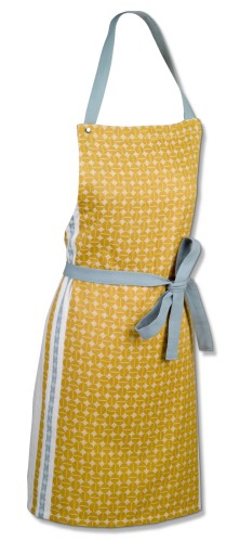 Kela Schürze Svea aus 100% Baumwolle, currygelb/frostblau, ca. 800mm x 670mm (L x B)