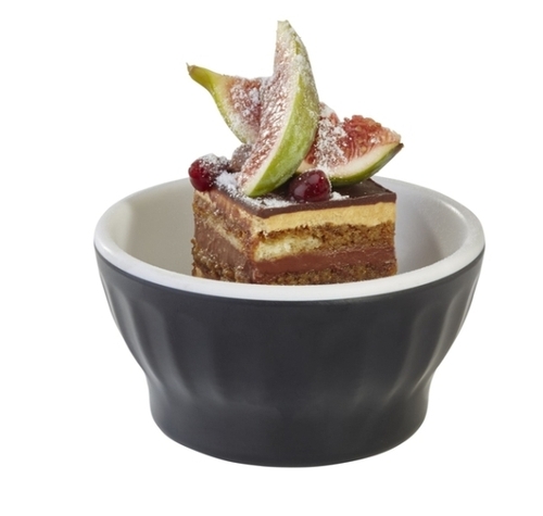 Schale -HALFTONE- Ø 8 cm, H: 4 cm Melamin innen: weiß außen: schwarz 0,1 Liter Verpackungseinheit: 12 Stück