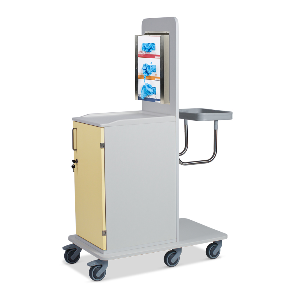 ETHERNASOLID® MULTICART Hygienewagen T12 mit festem Abfallsammler und 3-fach Handschuhboxhalterung, beige