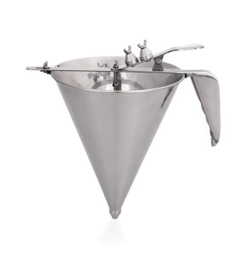 Fondanttrichter. Chromnickelstahl. mit 3 Durchlaufschrauben Ø 4, 5 und 6 mm.