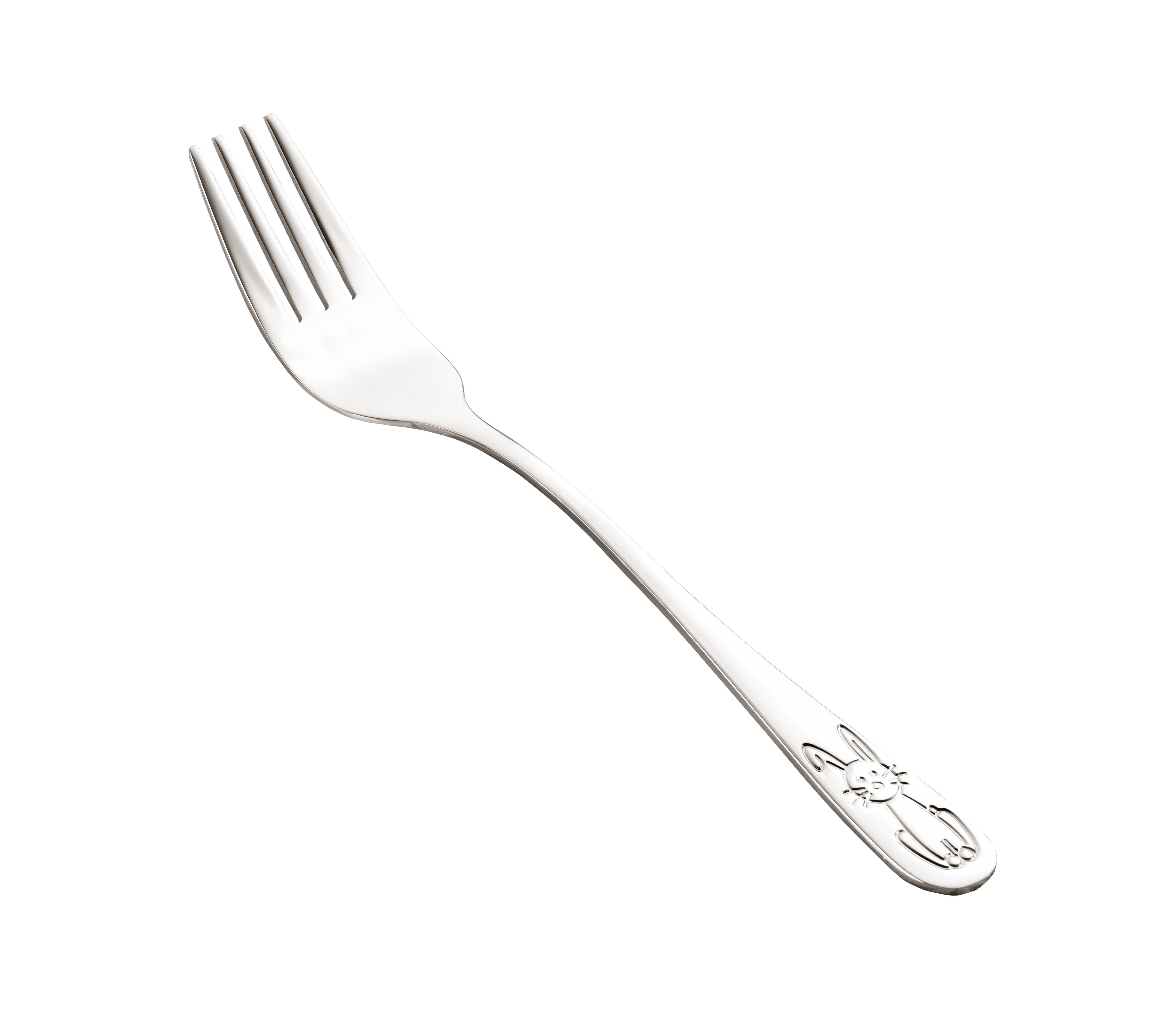 Kindergabel BAMBINO, Edelstahl 18/0, hochglanzpoliert. Materialstärke 2,0 mm. Ca. 15,8 cm lang.