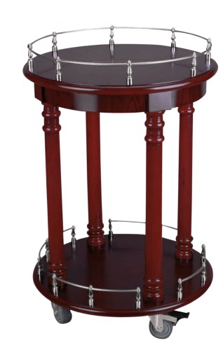 Getränke-/Servierwagen. Rahmen aus Birkenholz, furniert und lackiert, Borde aus MDF.