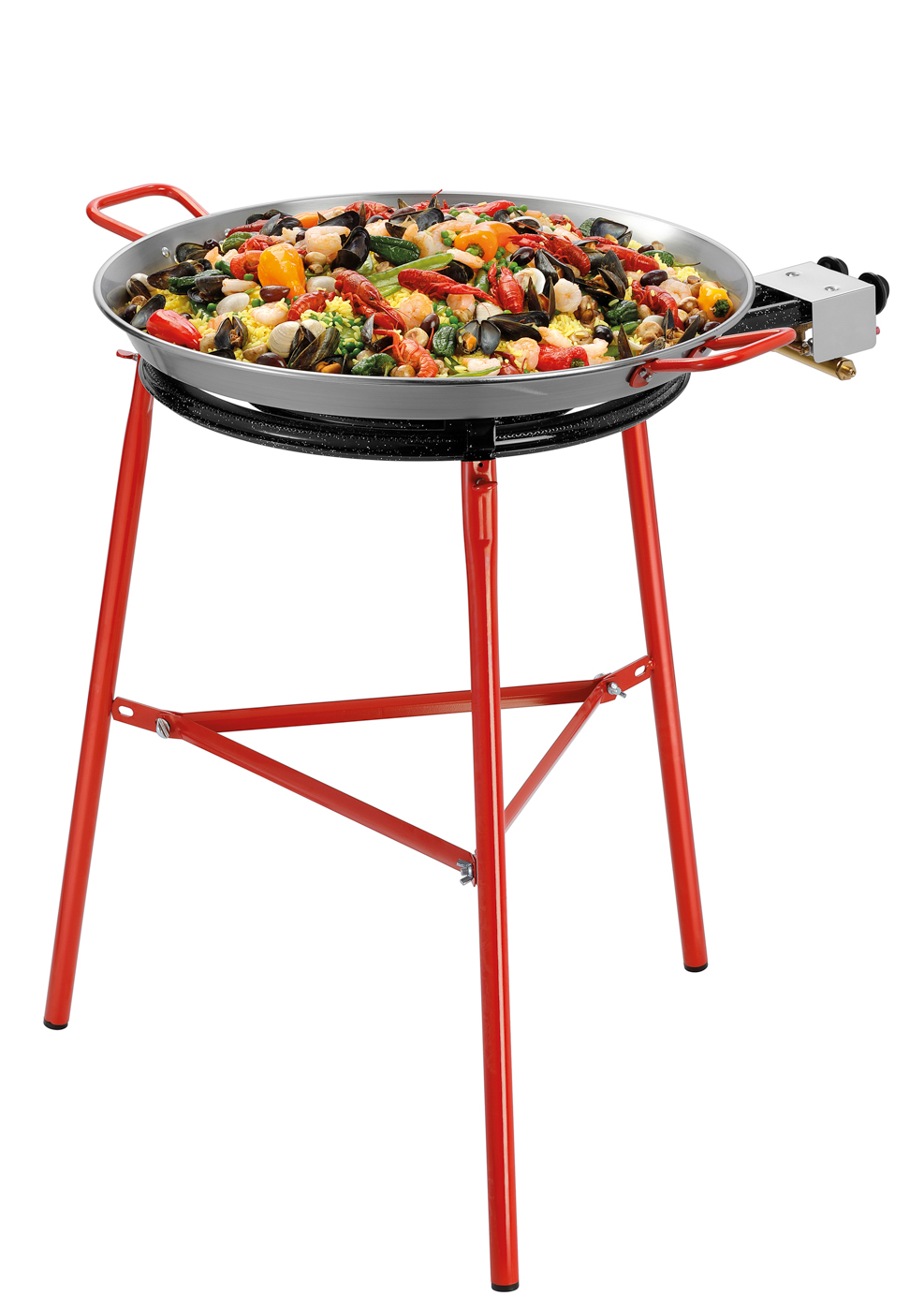 Bartscher Paella-Pfanne STP550 |Griff-Eigenschaften: Hitzebeständig ,Rot lackiert| Maße: 73 x 55 x 5,8 cm. Gewicht: 3,3 kg