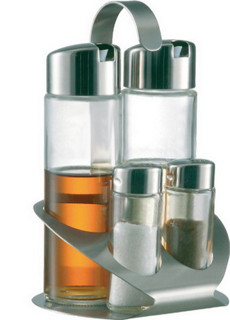 Menage Essig/Öl/Salz/Pfeffer TREND LINE, Länge: 125 mm, Breite: 110 mm, Höhe: 180 mm.