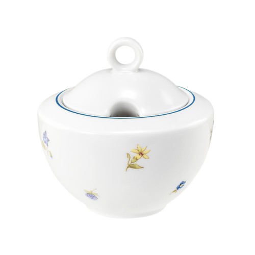 Seltmann Zuckerdose 2 0,28 l, rund, Form: Community, Dekor: 57390 Streublume blaue Linie, hohe Kantenschlagfestigkeit, Made in Germany