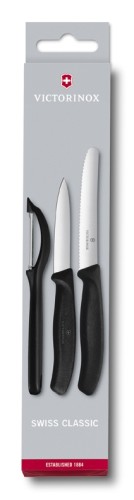 Victorinox Swiss Classic Gemüsemesser-Set mit Schäler, 3-teilig, schwarz