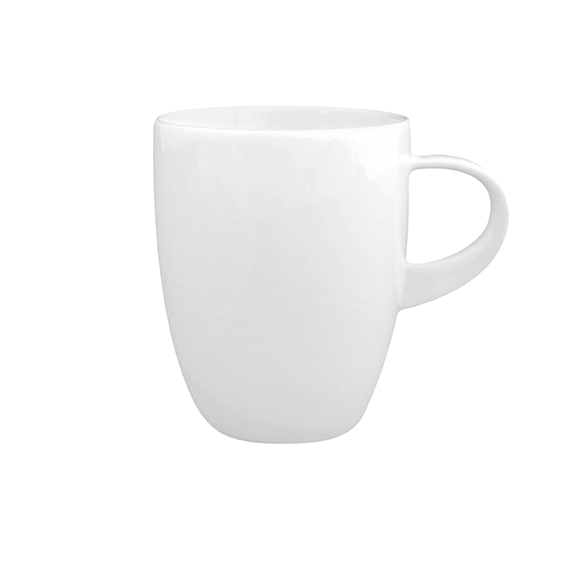 Becher mit Henkel 0,28 l - Form: Universo - weiss, - aus Porzellan. Hersteller: Eschenbach. "Made in, Germany".