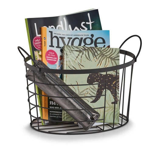 Aufbewahrungskorb, Metall, schwarz. Länge: 350 mm. Breite: 235 mm. Höhe: 230 mm