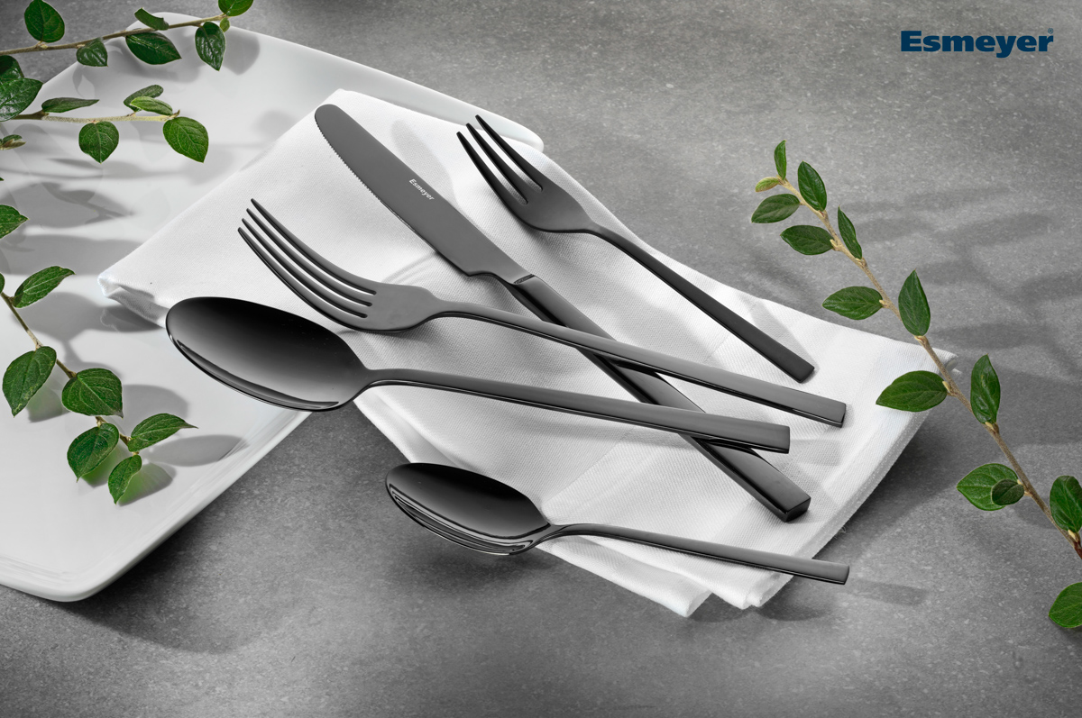 68-teiliges Besteck MELINA, Edelstahl, mit PVD-Beschichtung Farbe schwarz