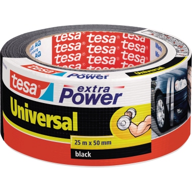 tesa® Gewebeband extra Power® Universal Innenbereich, Außenbereich 50 mm x 25 m (B x L) schwarz
