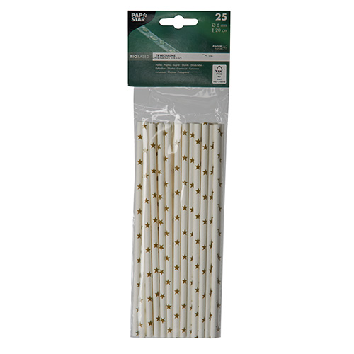 25 Trinkhalme, Papier Ø 6 mm · 20 cm "Stars" von PAPSTAR