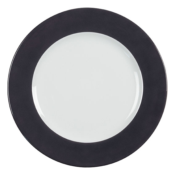 Teller flach 31,5 cm - Form: Table Selection -, Dekor 79934 anthrazit - aus Porzellan., Hersteller: Eschenbach. "Made in Germany".