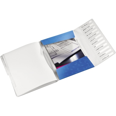 Leitz Ordnungsmappe WOW DIN A4 Polypropylen Farbe: blau Farbe des Fächerblocks: grau 12 Fächer