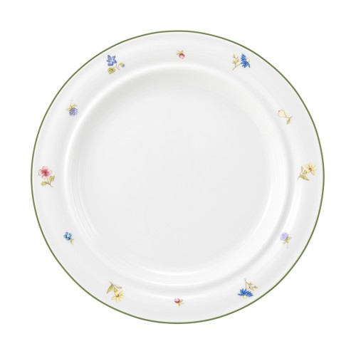 Seltmann Teller flach 23 cm Fahne, rund, Form: Community, Dekor: 57389 Streublume grüne Linie, hohe Kantenschlagfestigkeit, Made in Germany