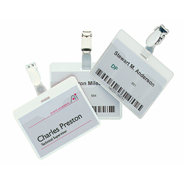 DURABLE Namensschild 90 x 60 mm (B x H) drehbarer Clip transparent 25 St./Pack.