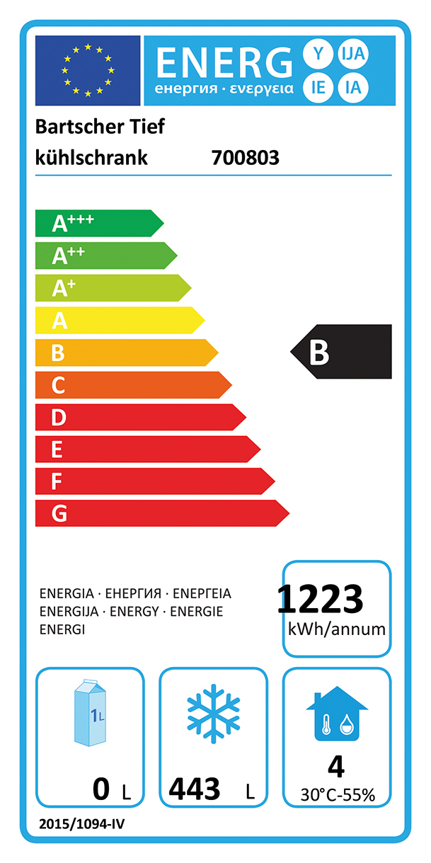 Bartscher Tiefkühlschrank 700 GN210 | Breite Zwischenablage: 530 mm | Maße: 70,5 x 89,5 x 2090 cm. Gewicht: 151 kg