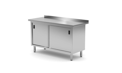 Arbeitstischschrank mit Schiebetüren - verschweißt, HENDI, Profi Line, 1400x600x(H)850mm