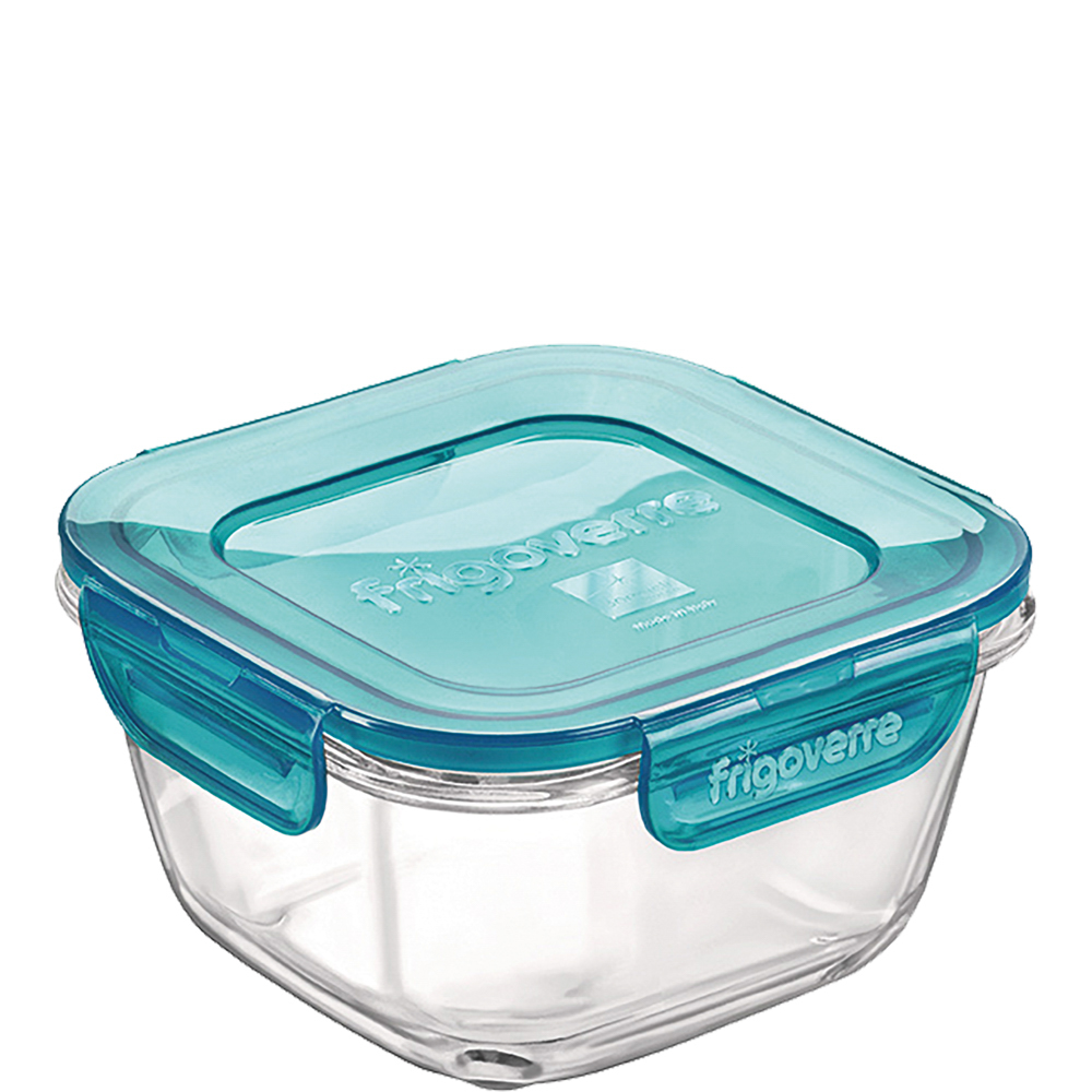 Bormioli Rocco Frigoverre Evolution Box quadr. 42cl, 120x120mm, stapelbar, mit blauem PP-Deckel, blau, Polypropylen (PP)