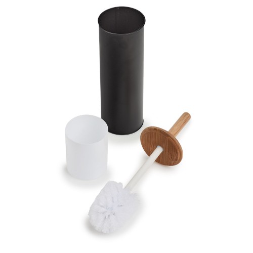 WC-Bürste, Metall/Bambus, schwarz. Ø: 100 mm. Höhe: 384 mm.