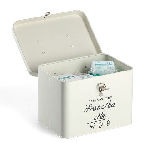 Medizinbox, Metall, weiß / Maße: 22,4x17x16 cm