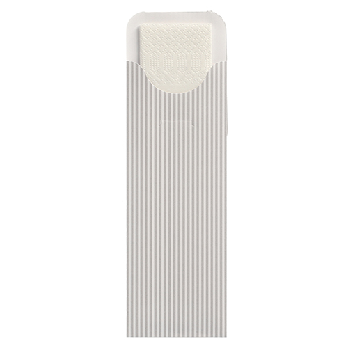 500 Bestecktaschen 23,5 cm x 7,3 cm weiss "Lines" inkl. weißer Serviette 40 x 40 cm 2-lag. von PAPSTAR