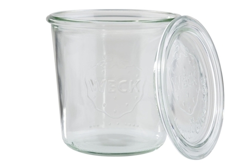 Weck-Glas mit Deckel, 2er Set Ø 11 cm, H: 11 cm Sturzform 580 ml Set bestehend aus: 2 Gläser + 2 Deckel spülmaschinengeeignet