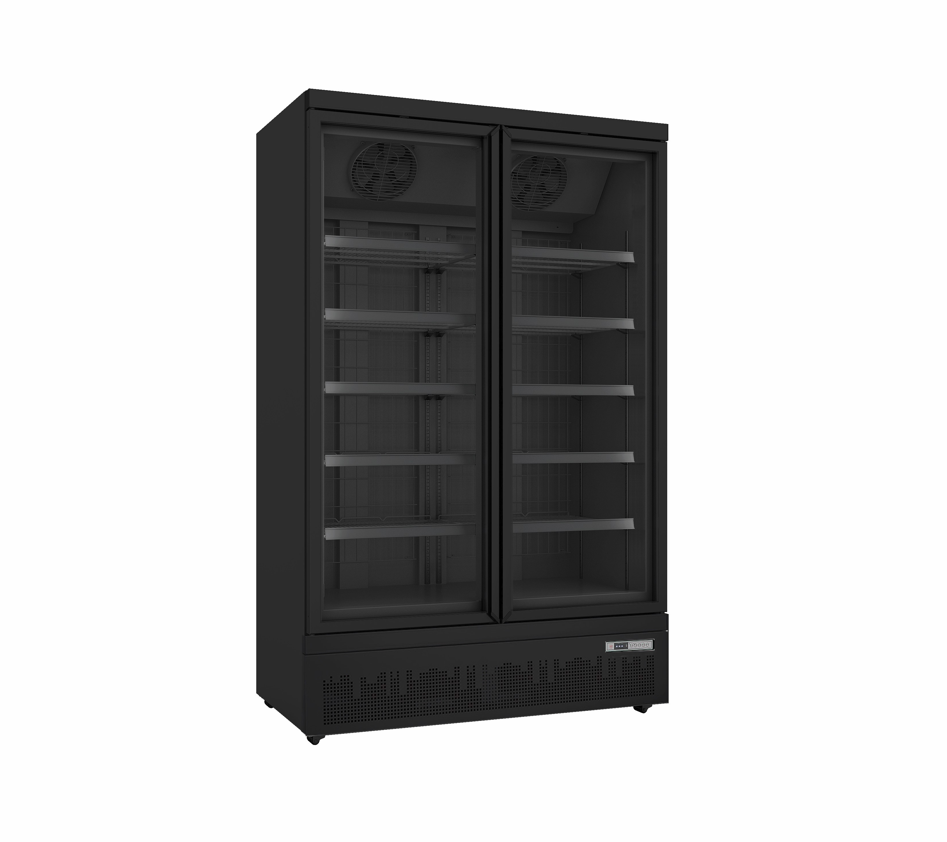 Tiefkühlrschrank mit Glastüren,Modell GTK 930 PRO, Breite 1253mm, Tiefe 760mm, Höhe 2003mm, Farbe Schwarz