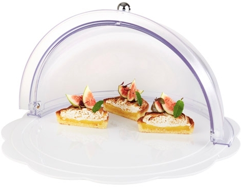 Rolltop-Haube Ø 38 cm , H: 20 cm SAN, verchromter Griff auf- und zuklappbar 90° passend für alle Ø 38 cm APS-Tabletts