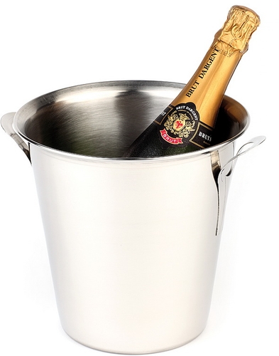 Wein- / Sektkühler Ø 21 cm, H: 21 cm, 3,5 Liter Edelstahl außen poliert, innen mattiert massive Griffe,Rand eingerollt Fuß Ø: