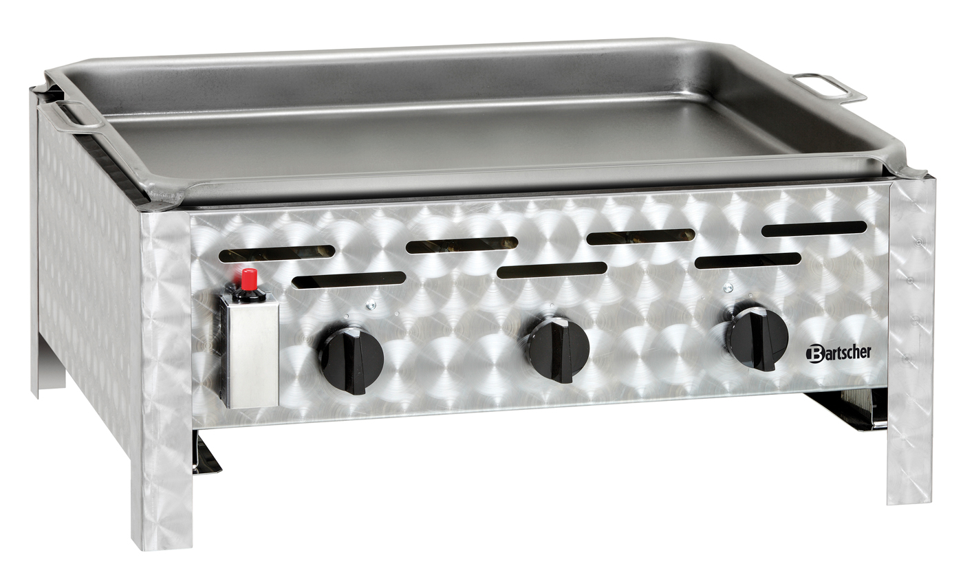 Bartscher Gas-Kombi Tischbräter TB1100PF | Anzahl Brenner: 3 | Maße: 65 x 57 x 270 cm. Gewicht: 18,1 kg