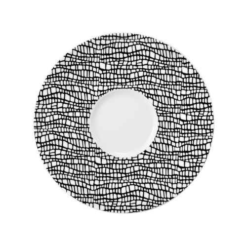 Seltmann Kombi-Untertasse 16,5 cm, rund, Form: Life, Dekor: 25677 Fashion glamorous black, hohe Kantenschlagfestigkeit, Made in Germany