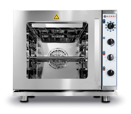 Kombidämpfer mit Grill 4x GN 2/3. Gehäuse und Garraum aus hochwertigem Edelstahl. Manuelle Steuerung der Programmauswahl,