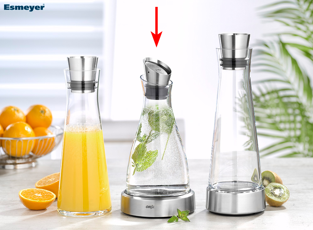 Emsa Kühlkaraffe FLOW, Inhalt: 1,0 Liter, Höhe: 250 mm, aus Glas, spülmaschinengeeignet.