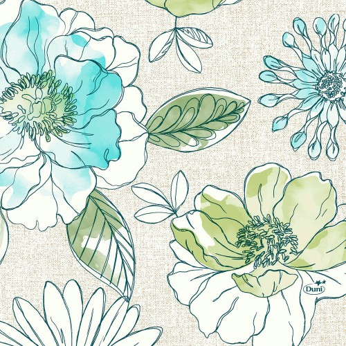 DUNI Zelltuchservietten 33 x 33 cm 3-lagig, 1/4 Falz, Dekor: Jardin