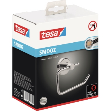 tesa® WC-Rollenhalter SMOOZ 10 x 14 x 5 cm (B x H x T) 1 Rolle inkl. Klebelösung Metall chrom