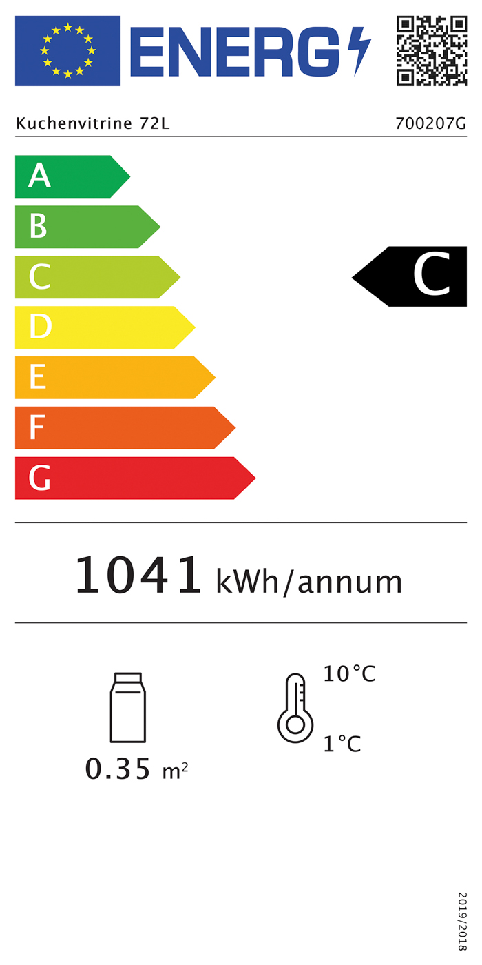 Bartscher Kuchenvitrine 72L | Art der Verglasung:Doppel-Verglasung ,Rundum-Verglasung | Maße: 45 x45 x 98,3 cm. Gewicht: 39 kg