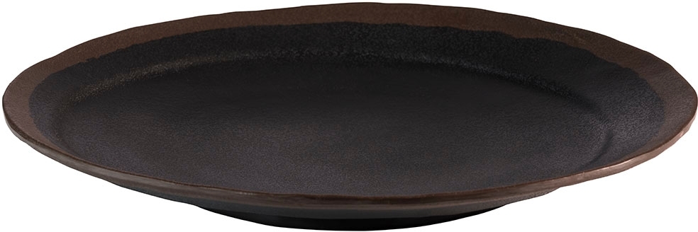 Teller -MARONE- Ø 28 cm, H: 3,5 cm Melamin, schwarz mit braunem Rand spülmaschinengeeignet stapelbar nicht