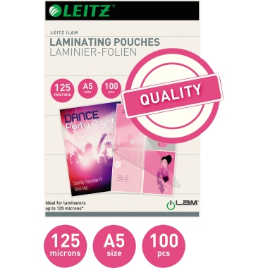 Leitz Laminierfolientasche 216 x 154 mm (B x H) DIN A5 125µm glänzend 100 St./Pack.