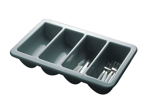 GN 1/1 Besteckbehälter 53 x 32,5 cm, H: 10 cm Polypropylen, grau spülmaschinengeeignet stapelbar