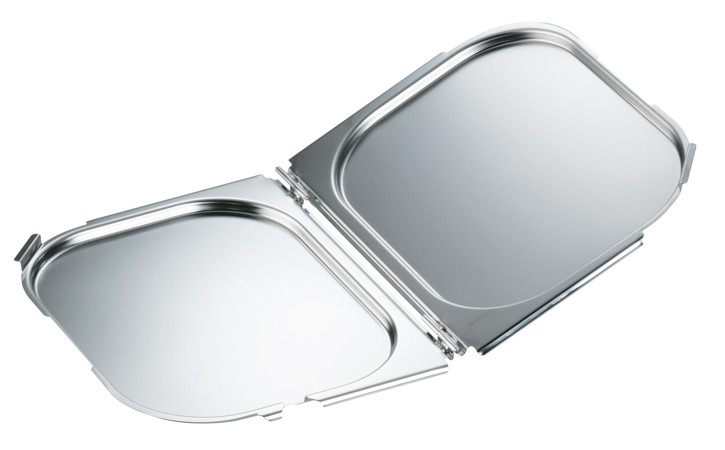 BLANCO Universal-Scharnierdeckel mit Löffelaussparung aus rostfreiem Edelstahl, für Gastronorm-Behälter mit und ohne Bügelgriffen,