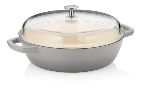 Bauernpfanne Calido Gusseisen hellgrau Rund 16,0 cm 28,0 cm Ø 3,8l von Kela