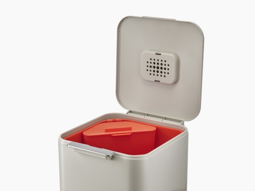 Joseph Joseph IntelligentWaste Totem Compact 40 - Abfallbehälter mit separater Recycling-Einheit, 40 Liter - steinfarbig