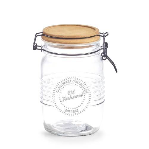 Vorratsglas, Glas; Metall; Holz, Ø10,8x17,5 cm. Farbe: transparent. Fassungsvermögen: 1000 ml. Mit diesem Vorratsglas der Old fashioned-Serie