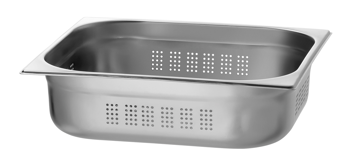 Bartscher GN-Behälter, 2/3, T100, gelocht |Ausführung: Mit Perforation (gelocht) | Maße:35,4 x 32,5 x 10,0 cm. Gewicht: 0,95 kg