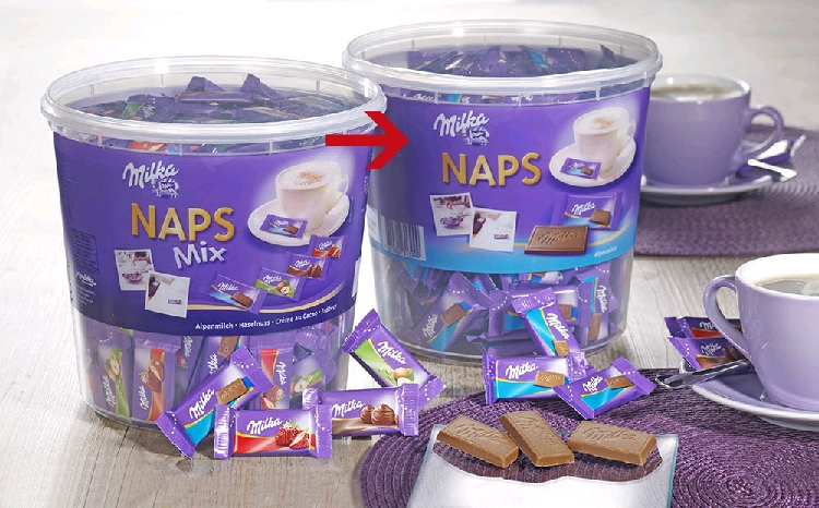 Milka Naps Alpenmilch Klarsichtdose Inhalt: 1 KG.