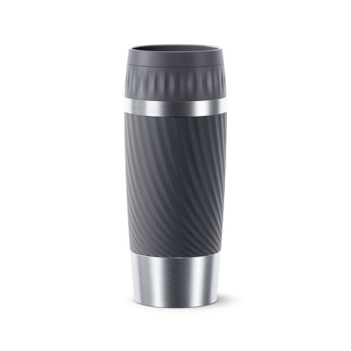 Emsa TRAVEL MUG EASY TWIST Isolierbecher aus Edelstahl, 0,36 Liter Anthrazit - dicht und auslaufsicher