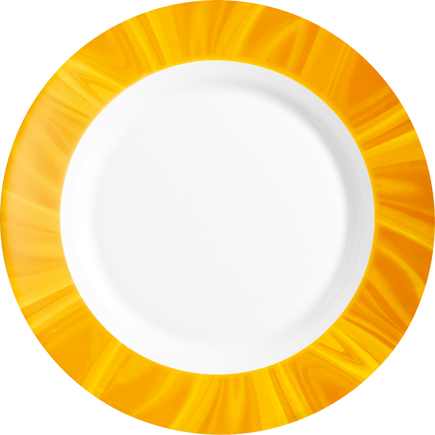 Suppenteller NATURA mit gelbem Muster. Durchmesser 23 cm, aus Opalglas. Von Bormioli Rocco.